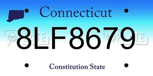 8LF8679 Connecticut License Plate