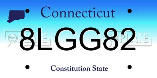 8LGG82 Connecticut License Plate
