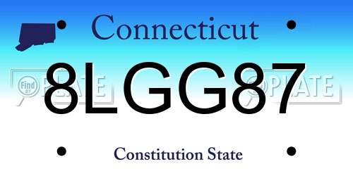 8LGG87 Connecticut License Plate