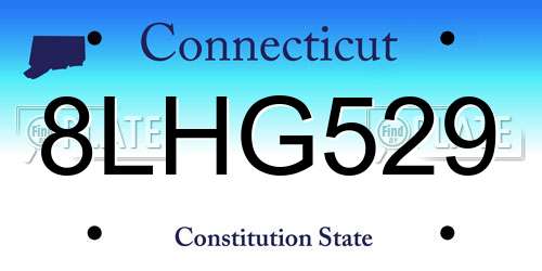 8LHG529 Connecticut License Plate