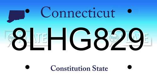 8LHG829 Connecticut License Plate