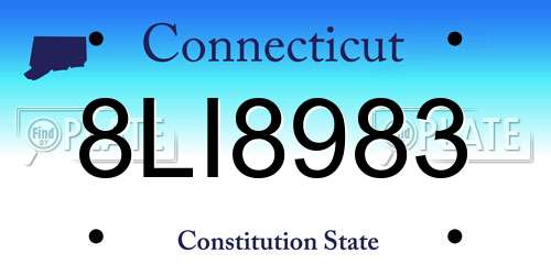 8LI8983 Connecticut License Plate