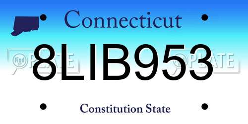 8LIB953 Connecticut License Plate