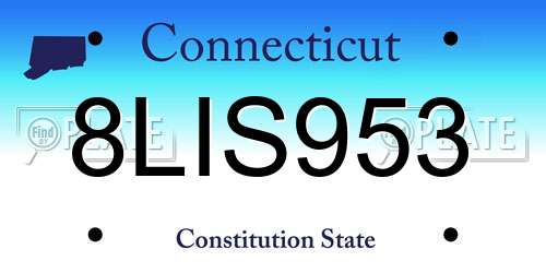 8LIS953 Connecticut License Plate