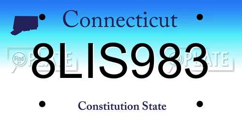 8LIS983 Connecticut License Plate