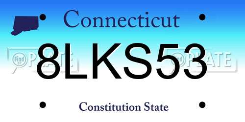 8LKS53 Connecticut License Plate