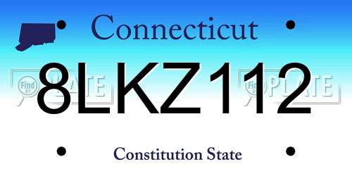 8LKZ112 Connecticut License Plate