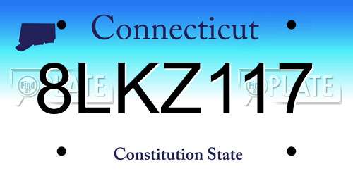 8LKZ117 Connecticut License Plate