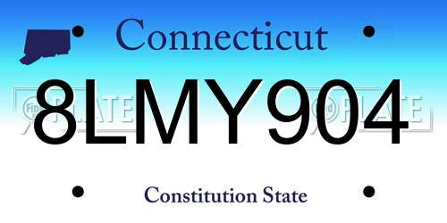 8LMY904 Connecticut License Plate