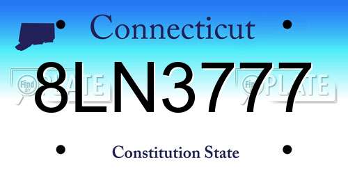8LN3777 Connecticut License Plate