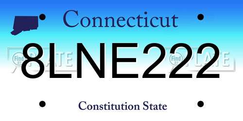 8LNE222 Connecticut License Plate