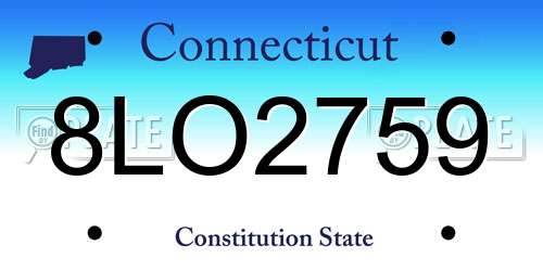 8LO2759 Connecticut License Plate