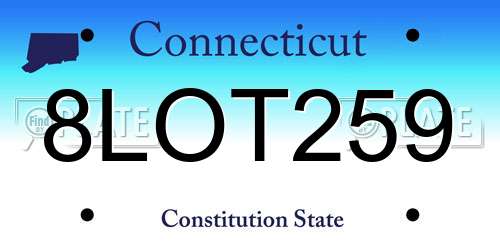 8LOT259 Connecticut License Plate
