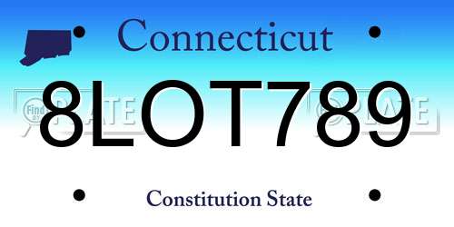 8LOT789 Connecticut License Plate