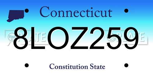 8LOZ259 Connecticut License Plate