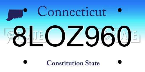 8LOZ960 Connecticut License Plate