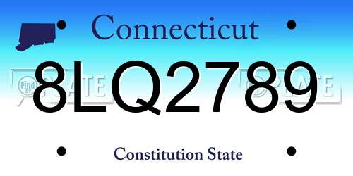 8LQ2789 Connecticut License Plate