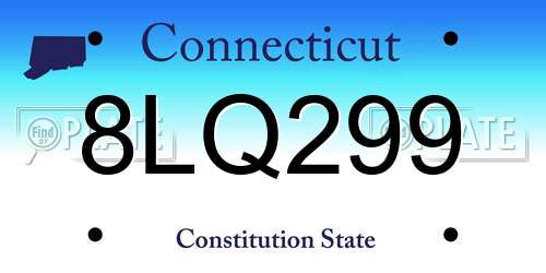 8LQ299 Connecticut License Plate