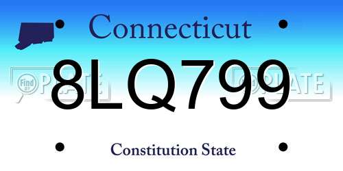 8LQ799 Connecticut License Plate
