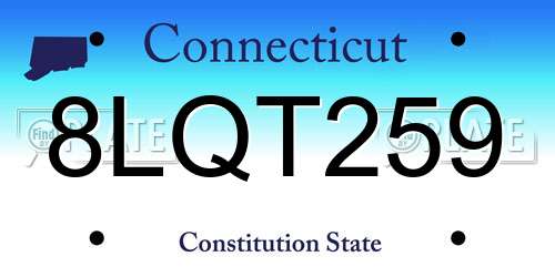 8LQT259 Connecticut License Plate
