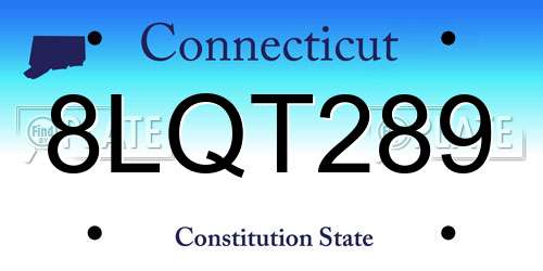 8LQT289 Connecticut License Plate