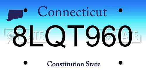 8LQT960 Connecticut License Plate