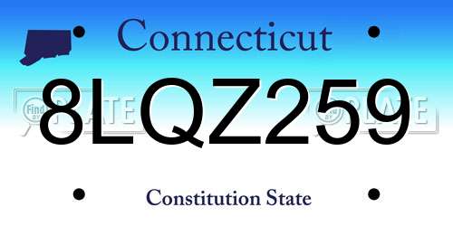 8LQZ259 Connecticut License Plate
