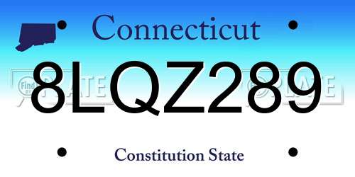 8LQZ289 Connecticut License Plate