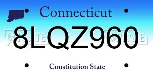 8LQZ960 Connecticut License Plate