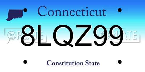 8LQZ99 Connecticut License Plate