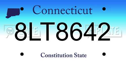 8LT8642 Connecticut License Plate