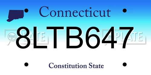 8LTB647 Connecticut License Plate