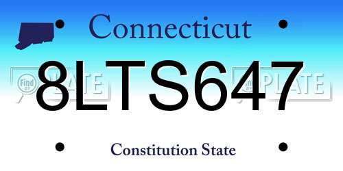 8LTS647 Connecticut License Plate
