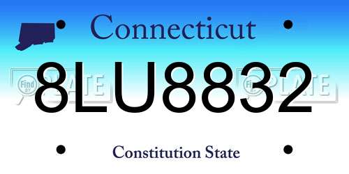 8LU8832 Connecticut License Plate