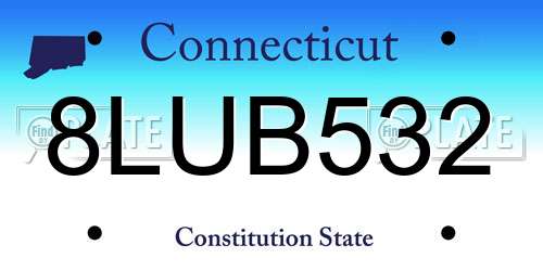 8LUB532 Connecticut License Plate