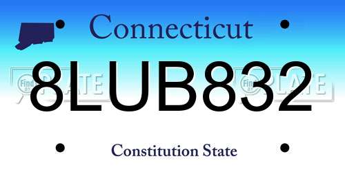 8LUB832 Connecticut License Plate