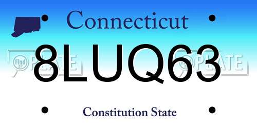 8LUQ63 Connecticut License Plate