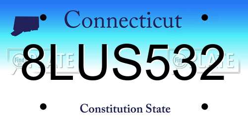 8LUS532 Connecticut License Plate