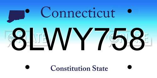 8LWY758 Connecticut License Plate