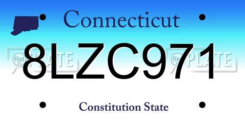 8LZC971 Connecticut License Plate