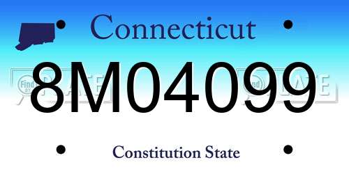 8M04099 Connecticut License Plate