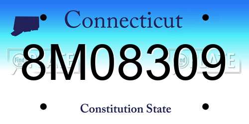 8M08309 Connecticut License Plate