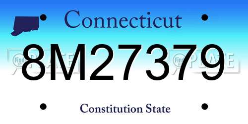 8M27379 Connecticut License Plate