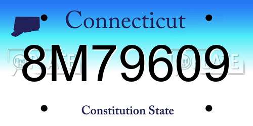 8M79609 Connecticut License Plate
