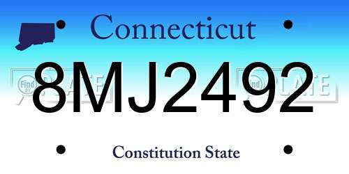 8MJ2492 Connecticut License Plate