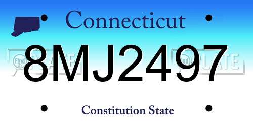 8MJ2497 Connecticut License Plate