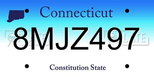 8MJZ497 Connecticut License Plate