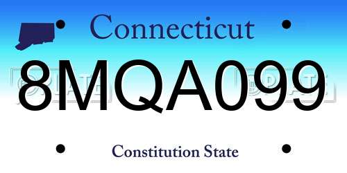 8MQA099 Connecticut License Plate