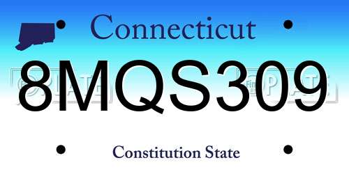 8MQS309 Connecticut License Plate