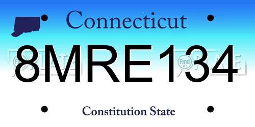 8MRE134 Connecticut License Plate